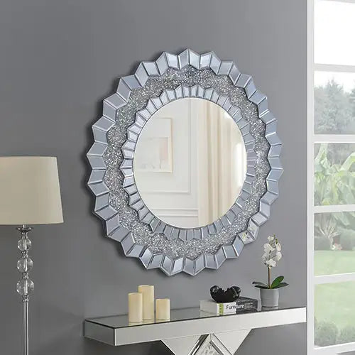 Wall Mirror Sparkling Crush Crystal MDF Silver And Grey MRR-01 - Electronics > Computers & Tablets > Desktops &