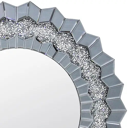 Wall Mirror Sparkling Crush Crystal MDF Silver And Grey MRR-01 - Electronics > Computers & Tablets > Desktops &