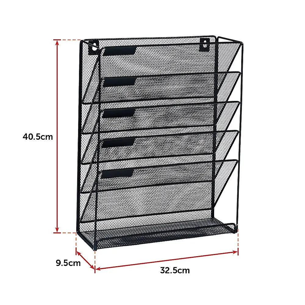 Wall Mount 6 Pocket Hanging File Sorter Organizer Folder Holder Rack Storage - Furniture > Office