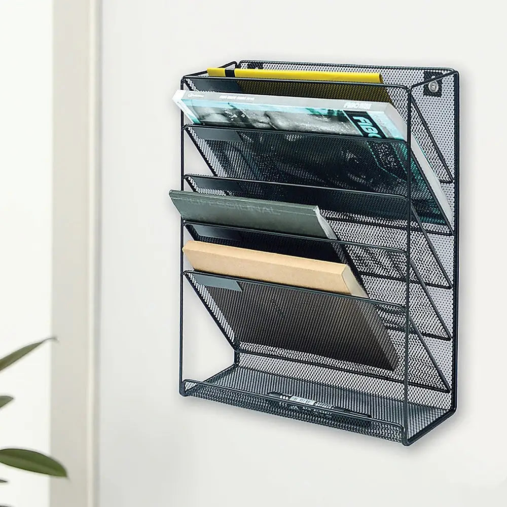 Wall Mount 6 Pocket Hanging File Sorter Organizer Folder Holder Rack Storage - Furniture > Office