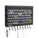 Wall Mount Earring Jewelry Hanger Organizer Holder with 109 Holes and 19 Hooks (Black) - Home & Garden > Storage