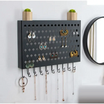 Wall Mount Earring Jewelry Hanger Organizer Holder with 109 Holes and 19 Hooks (Black) - Home & Garden > Storage