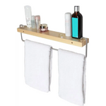 Wall Mount Solid Wood Shelf with Towel Rack Bar Holder Bathroom Organizer Hanger - Home & Garden > Bathroom Accessories