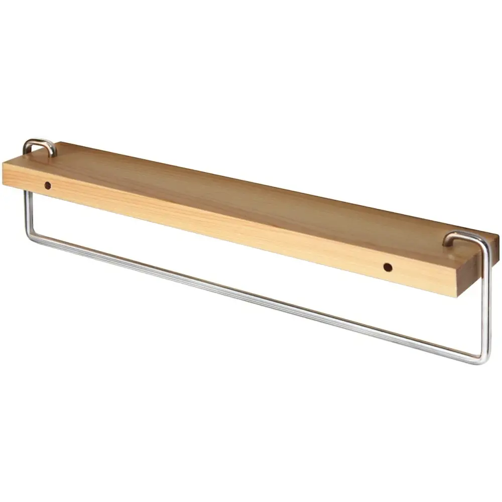 Wall Mount Solid Wood Shelf with Towel Rack Bar Holder Bathroom Organizer Hanger - Home & Garden > Bathroom Accessories