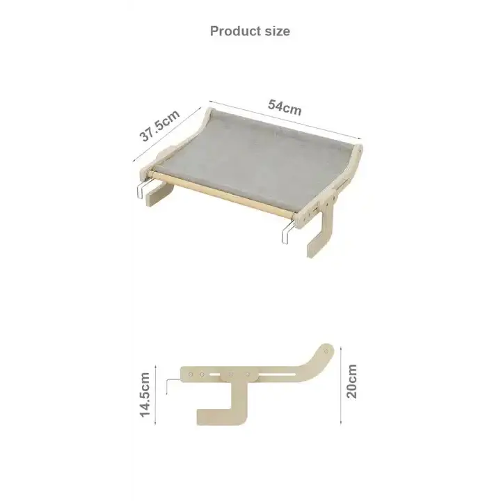 Wall-Mounted Cat Hammock Bed – Wooden Frame Comfortable and Space-Saving Design for Pets - Pet Care > Cat Supplies >