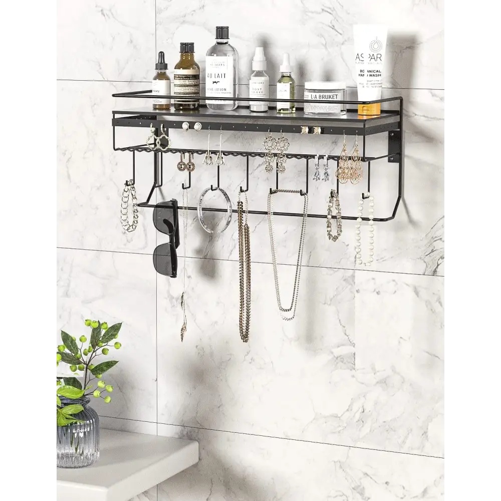 Wall Mounted Classic Black Iron Designer for Cosmetics and Jewelry Storage Shelf - Home & Garden > Storage