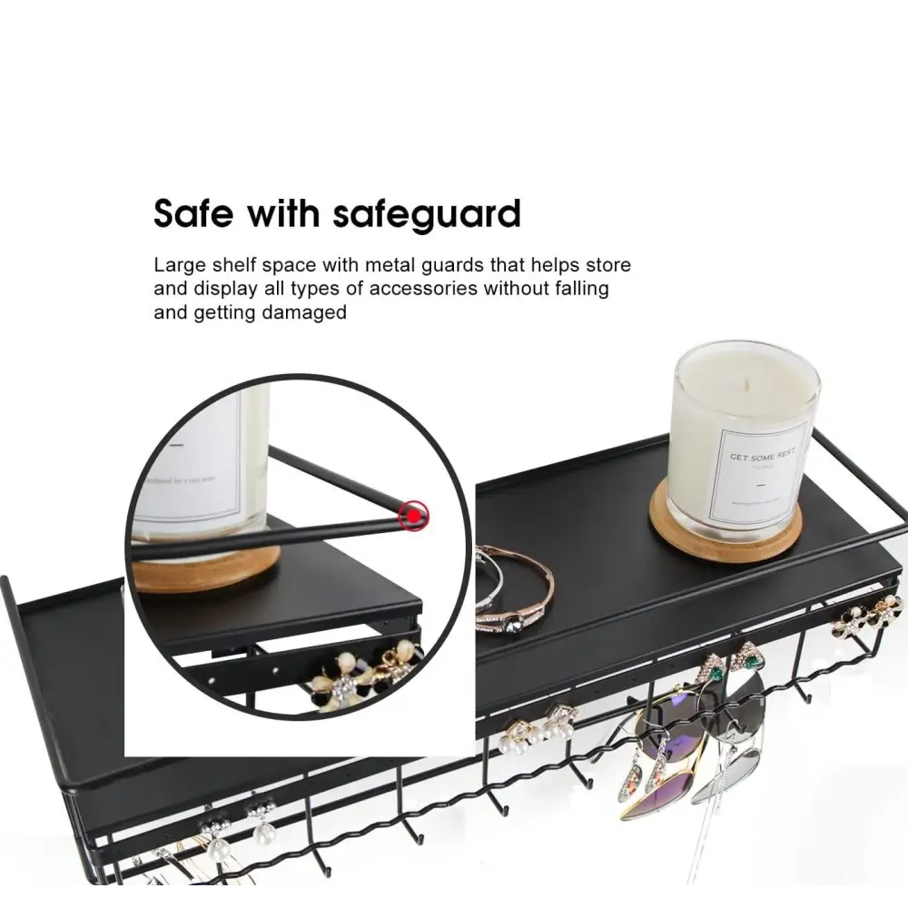 Wall Mounted Classic Black Iron Designer for Cosmetics and Jewelry Storage Shelf - Home & Garden > Storage