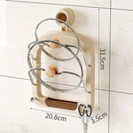 Wall-Mounted Pot Lid Organizer Rack - Kitchen Storage Holder with Adhesive Mount (31.5 x 20.8 x 3.5 cm) - Home & Garden
