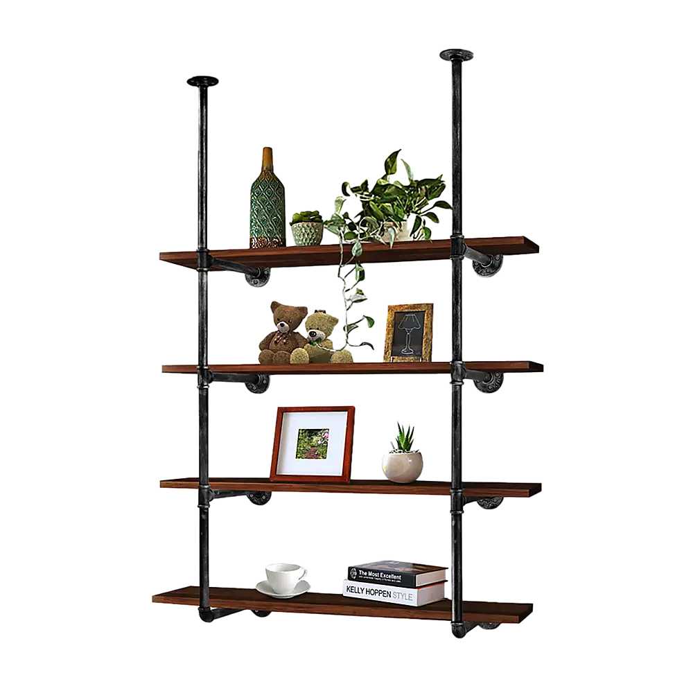 Wall Shelves Display Bookshelf Industrial DIY Pipe Shelf Rustic Brackets - Furniture > Office