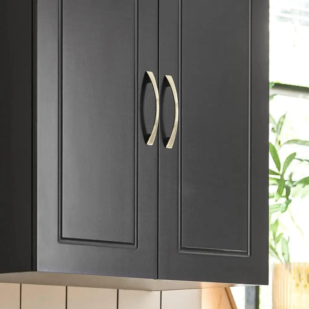 Wall Storage Cabinet Double Doors Black - Home & Garden > Storage
