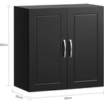 Wall Storage Cabinet Double Doors Black - Home & Garden > Storage