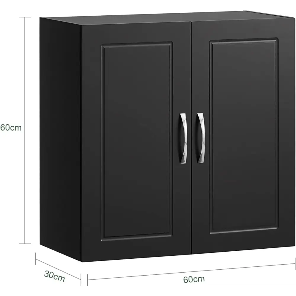 Wall Storage Cabinet Double Doors Black - Home & Garden > Storage