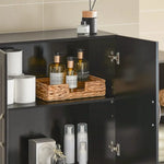 Wall Storage Cabinet Double Doors Black - Home & Garden > Storage