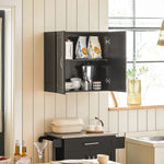 Wall Storage Cabinet Double Doors Black - Home & Garden > Storage