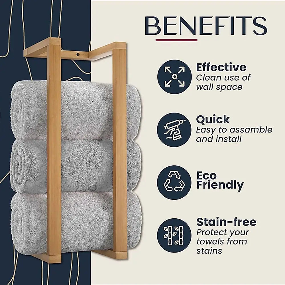 Wall Towel Rack for Rolled Towels Bathroom Storage - Home & Garden > Bathroom Accessories > Towel Racks & Holders