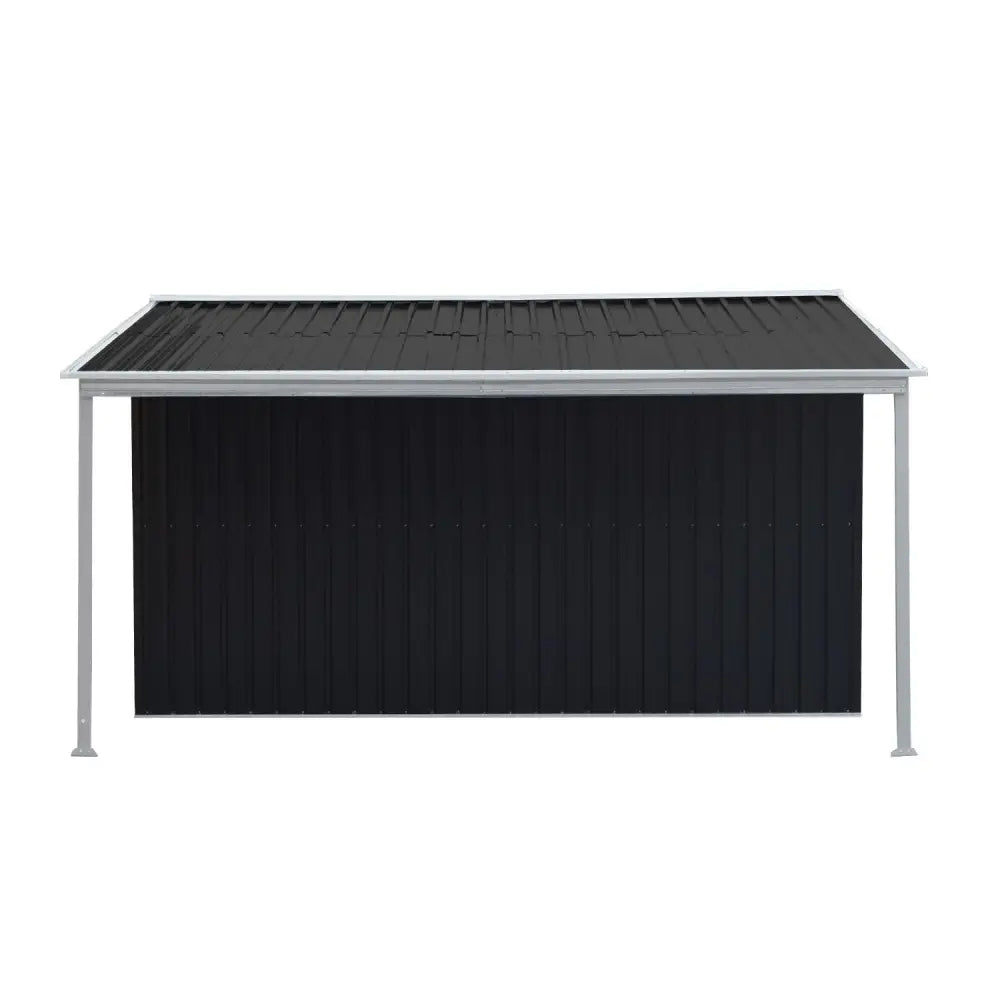Wallaroo 10x8ft Zinc Steel Garden Shed with Open Storage - Black - Home & Garden > Storage