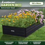 Wallaroo 150 x 90 x 30cm Galvanized Steel Garden Bed - Black - Home & Garden > Garden Beds