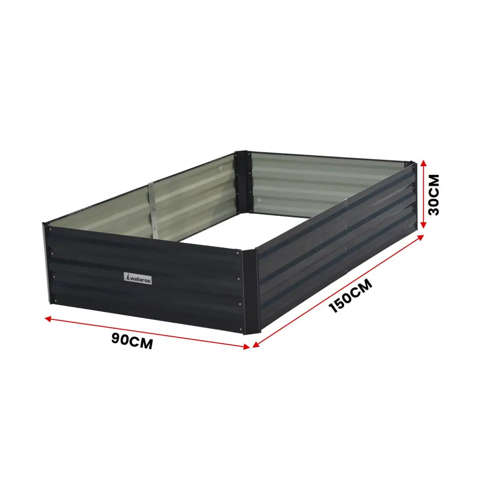 Wallaroo 150 x 90 x 30cm Galvanized Steel Garden Bed - Black - Home & Garden > Garden Beds