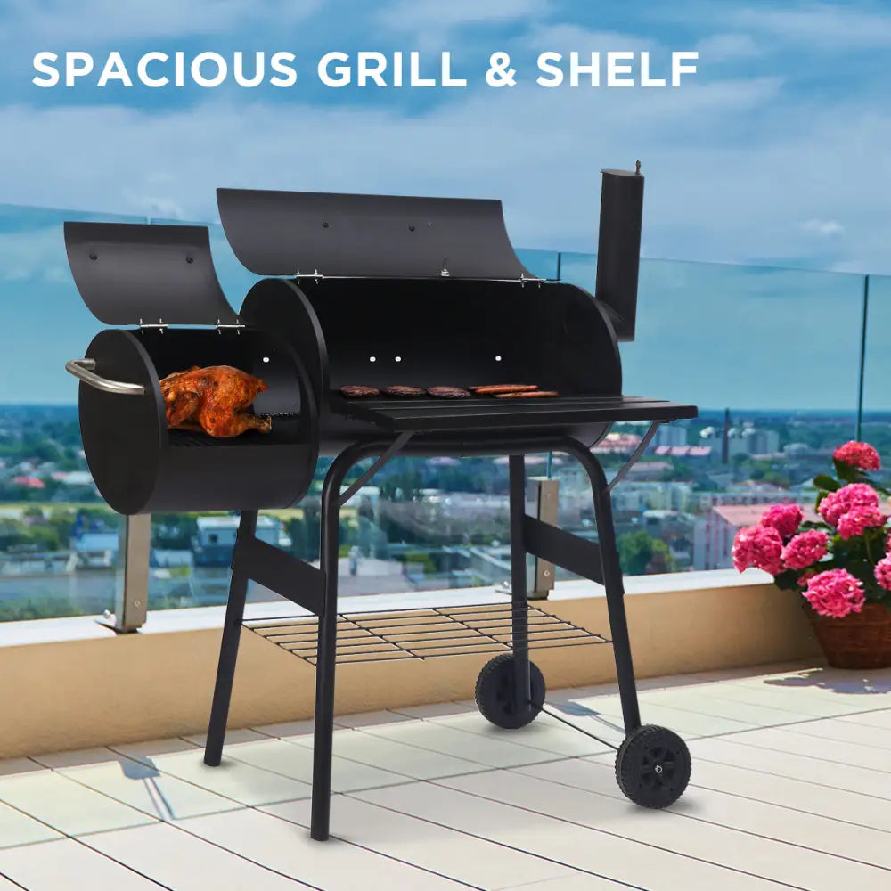 Wallaroo 2-in-1 Outdoor Barbecue Grill & Offset Smoker - Home & Garden > BBQ