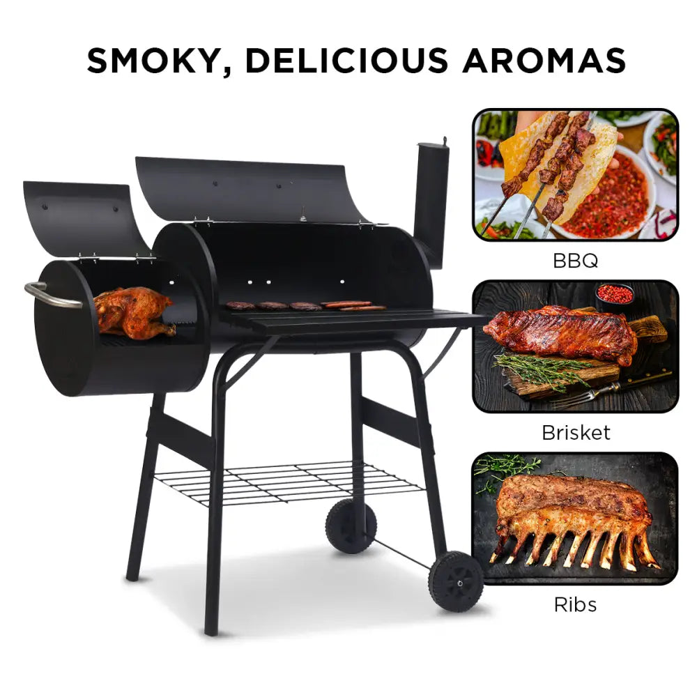 Wallaroo 2-in-1 Outdoor Barbecue Grill & Offset Smoker - Home & Garden > BBQ