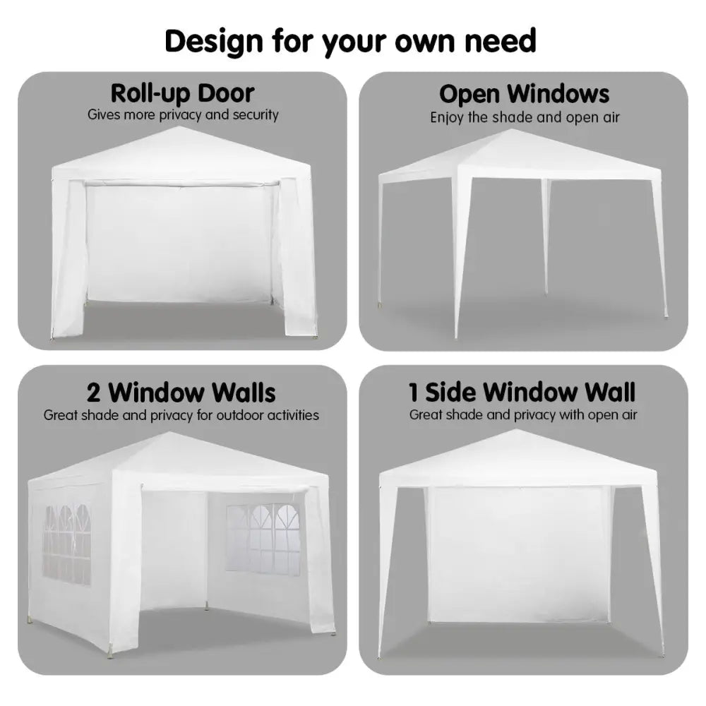 Wallaroo 3x3m Outdoor Party Wedding Event Gazebo Tent - White - Home & Garden > Shading