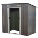 Wallaroo 4ft x 6ft Garden Shed with Base Flat Roof Outdoor Storage - Grey - Home & Garden > Storage