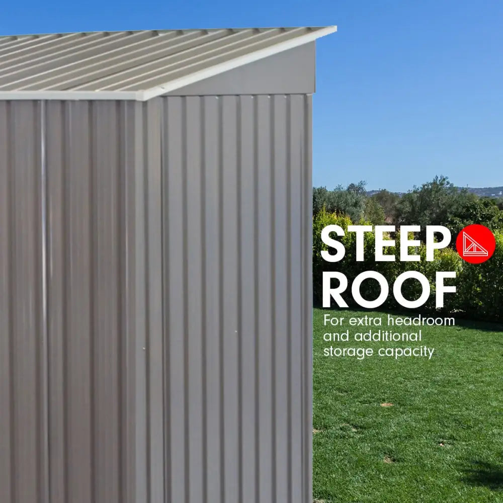 Wallaroo 4ft x 6ft Garden Shed with Base Flat Roof Outdoor Storage - Grey - Home & Garden > Storage