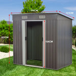 Wallaroo 4ft x 6ft Garden Shed with Base Flat Roof Outdoor Storage - Grey - Home & Garden > Storage