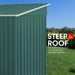 Wallaroo 4ft x 8ft Garden Shed Flat Roof Outdoor Storage - Green - Home & Garden > Storage