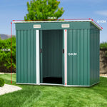 Wallaroo 4ft x 8ft Garden Shed Flat Roof Outdoor Storage - Green - Home & Garden > Storage