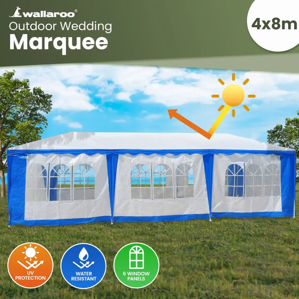 Wallaroo 4x8 Outdoor Event Wedding Marquee Tent Blue - Home & Garden > Shading