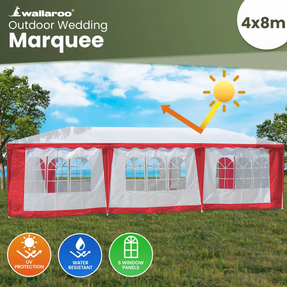 Wallaroo 4x8 Outdoor Event Wedding Marquee Tent Red - Home & Garden > Shading