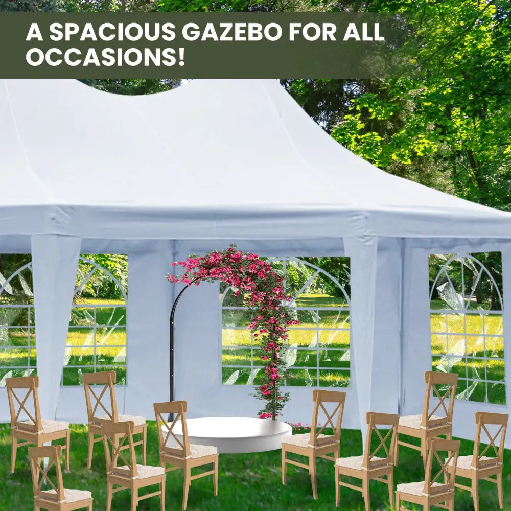 Wallaroo 6x4.5m Wedding Gazebo Marquee with Sidewalls - Home & Garden > Shading