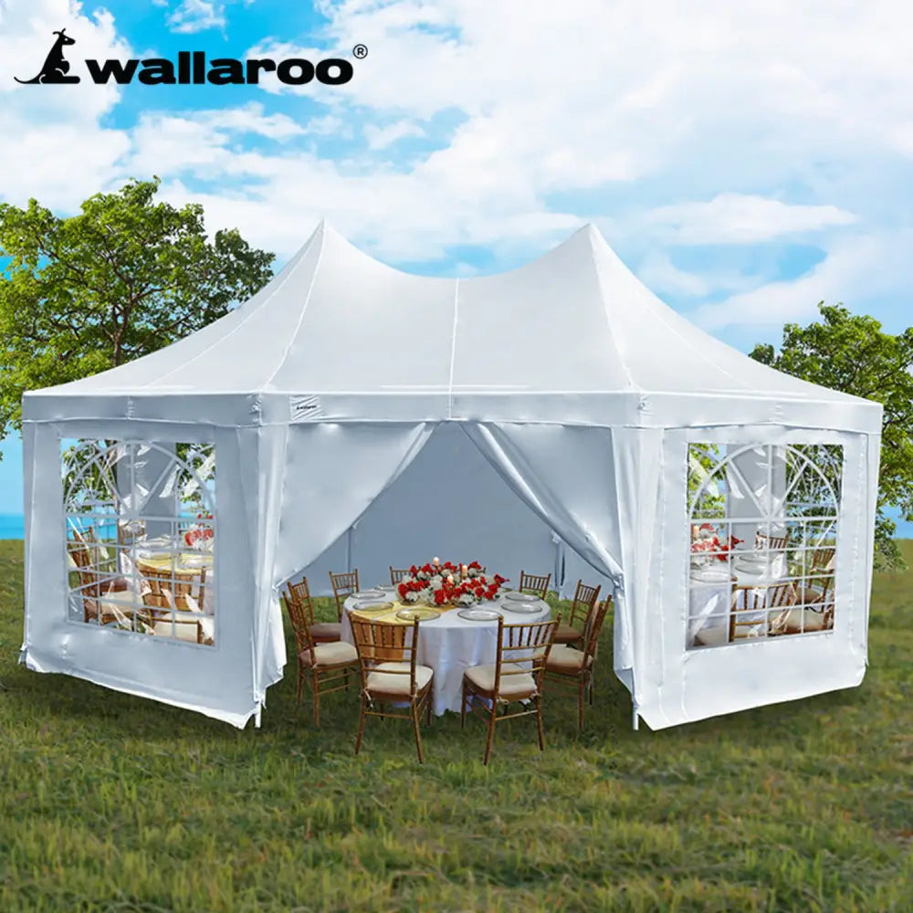 Wallaroo 6x4.5m Wedding Gazebo Marquee with Sidewalls - Home & Garden > Shading