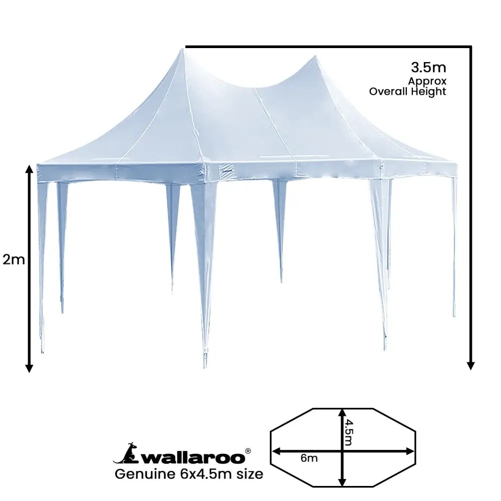 Wallaroo 6x4.5m Wedding Gazebo Marquee with Sidewalls - Home & Garden > Shading