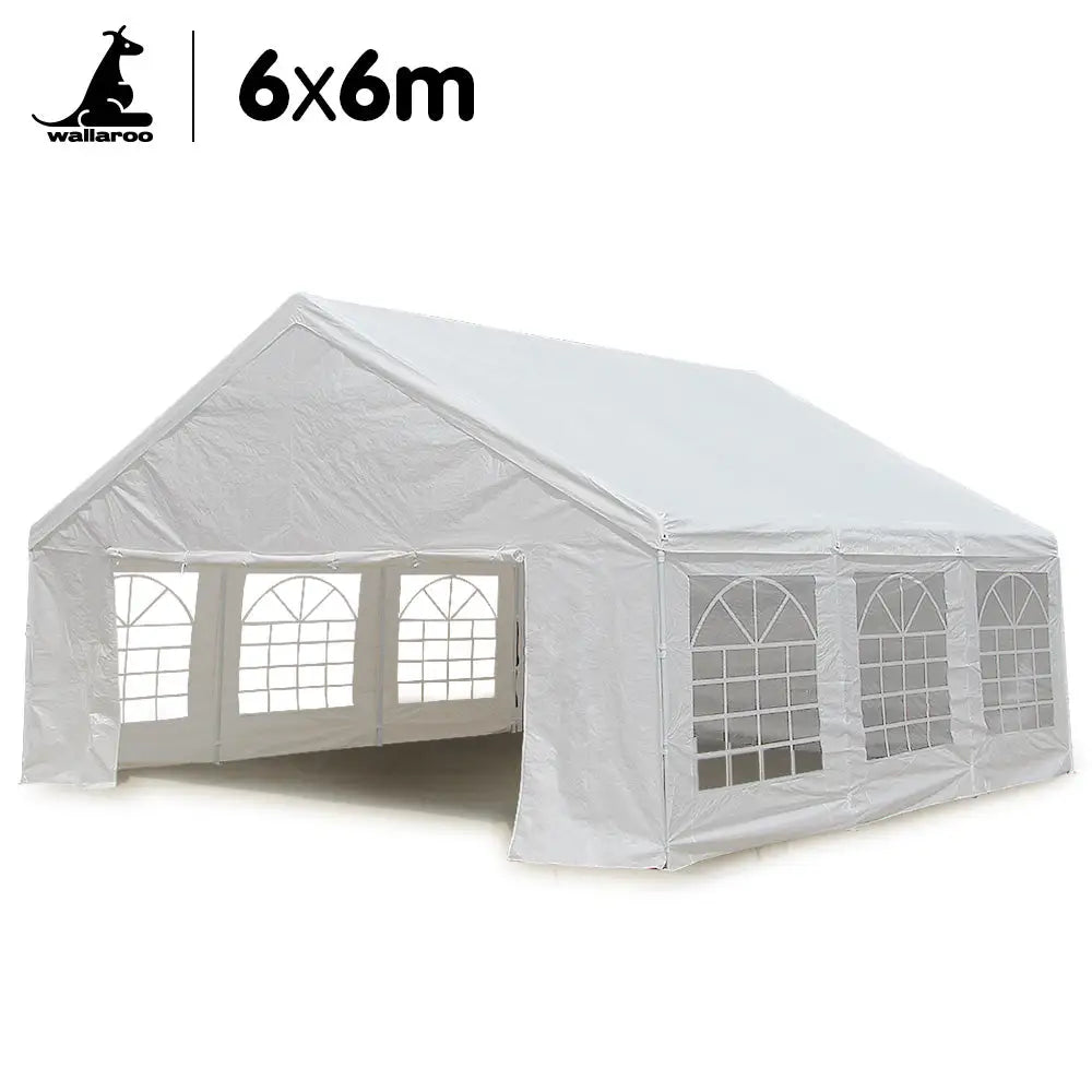 Wallaroo 6x6m Outdoor Event Marquee Gazebo Party Wedding Tent - White - Home & Garden > Shading