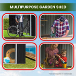 Wallaroo 8x8ft Zinc Steel Garden Shed with Open Storage - Black - Home & Garden > Storage