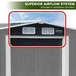 Wallaroo 8x8ft Zinc Steel Garden Shed with Open Storage - Black - Home & Garden > Storage