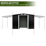 Wallaroo 8x8ft Zinc Steel Garden Shed with Open Storage - Black - Home & Garden > Storage