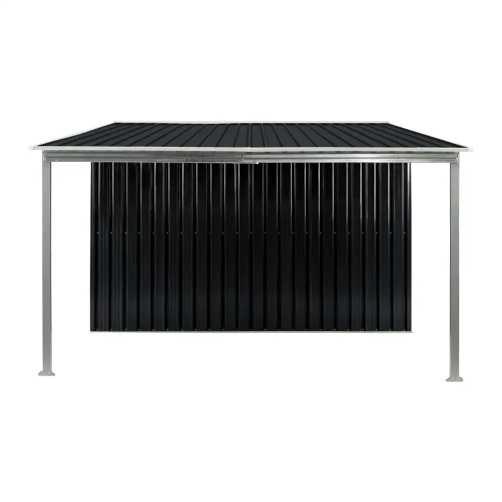 Wallaroo 8x8ft Zinc Steel Garden Shed with Open Storage - Black - Home & Garden > Storage