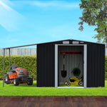 Wallaroo 8x8ft Zinc Steel Garden Shed with Open Storage - Black - Home & Garden > Storage