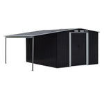 Wallaroo 8x8ft Zinc Steel Garden Shed with Open Storage - Black - Home & Garden > Storage