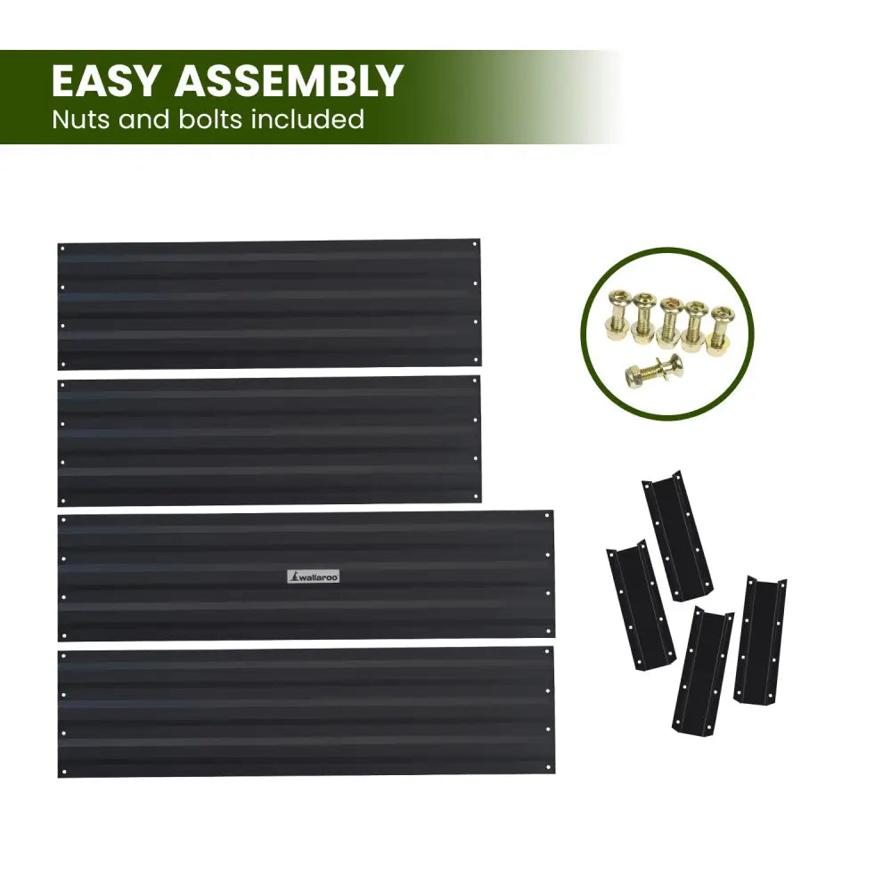 Wallaroo Garden Bed 100 x 60 x 30cm Galvanized Steel - Black - Home & Garden > Garden Beds