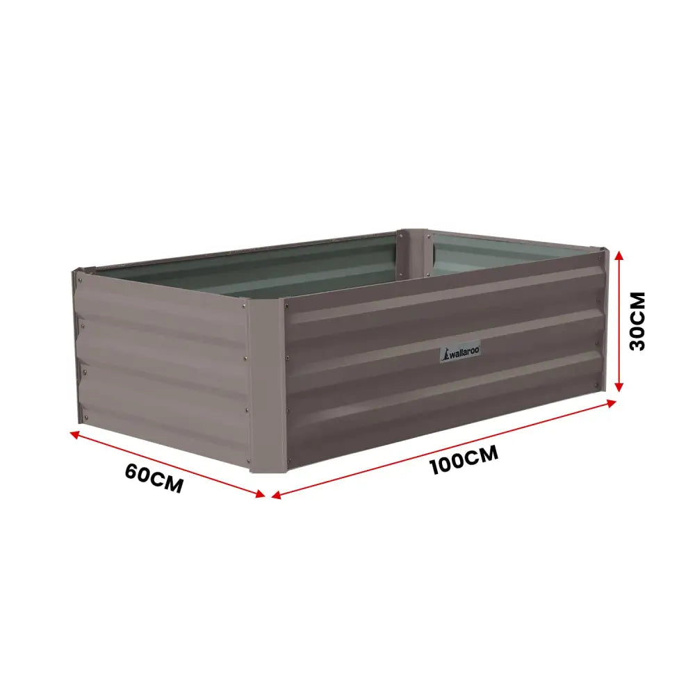 Wallaroo Garden Bed 100 x 60 x 30cm Galvanized Steel - Grey - Home & Garden > Garden Beds