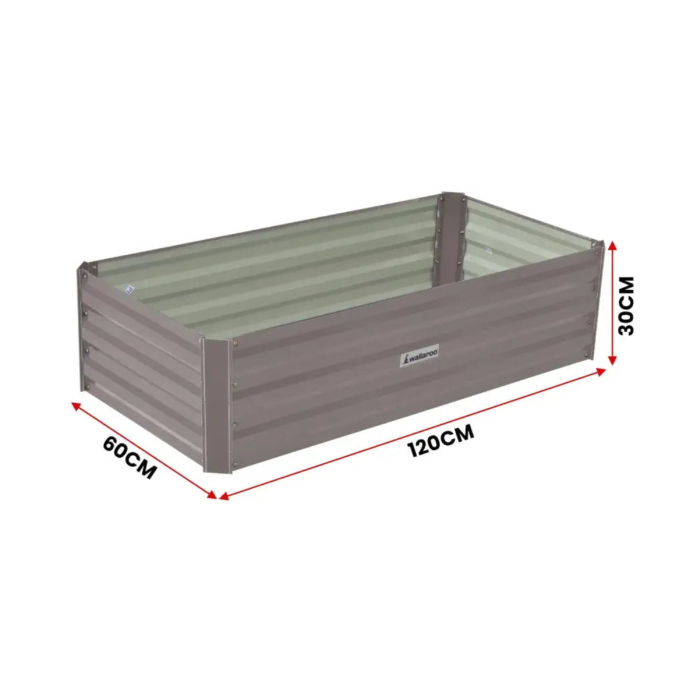 Wallaroo Garden Bed 120 x 60 x 30cm Galvanized Steel - Grey - Home & Garden > Garden Beds