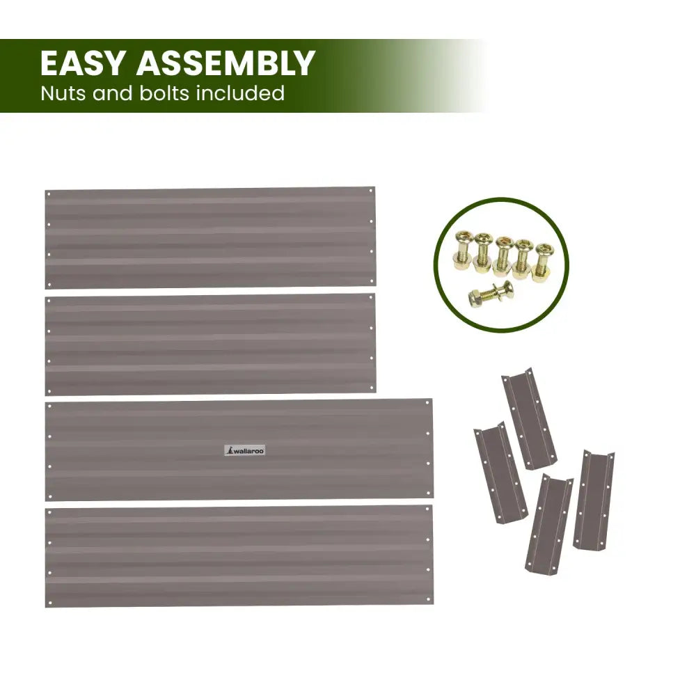Wallaroo Garden Bed 120 x 60 x 30cm Galvanized Steel - Grey - Home & Garden > Garden Beds