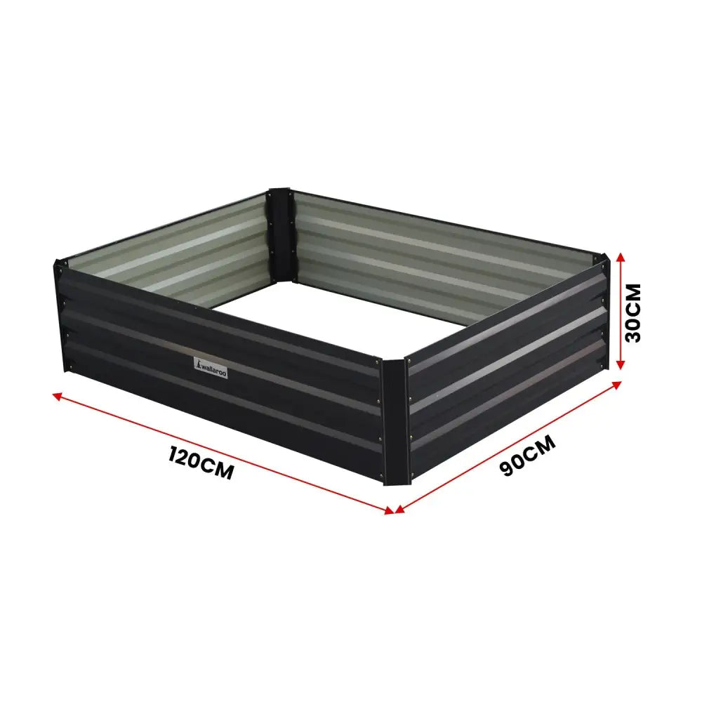 Wallaroo Garden Bed 120 x 90 x 30cm Galvanized Steel - Black - Home & Garden > Garden Beds