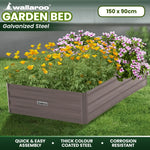 Wallaroo Garden Bed 150 x 90 x 30cm Galvanized Steel - Grey - Home & Garden > Garden Beds