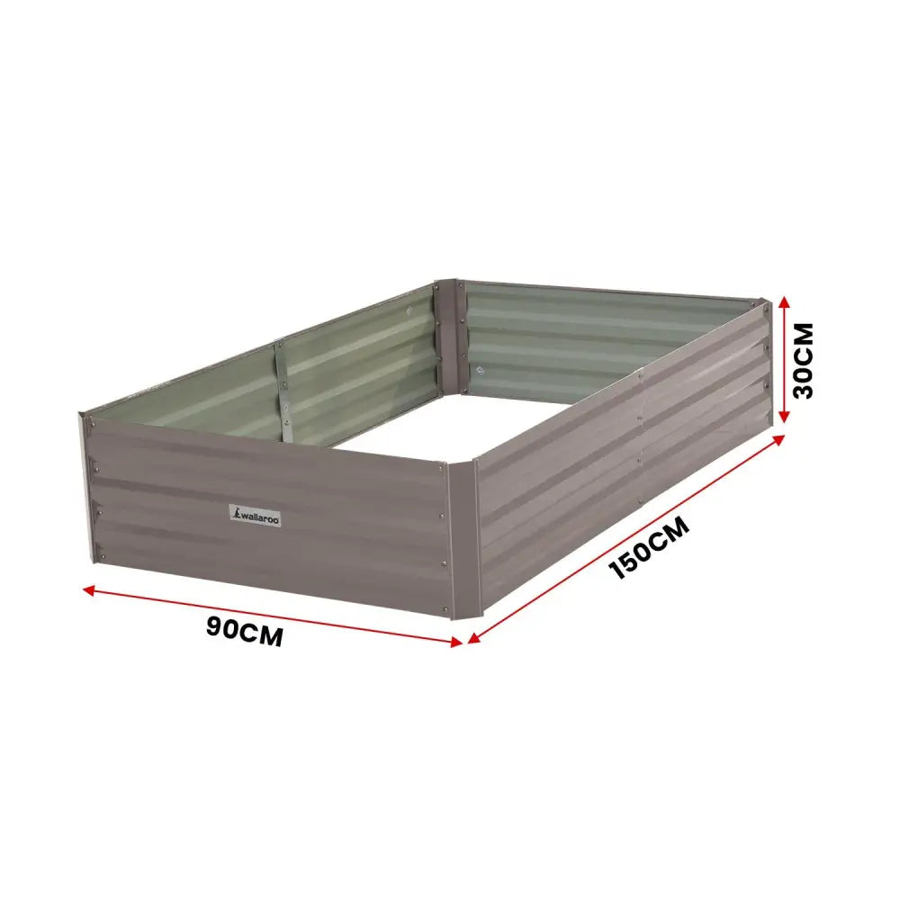 Wallaroo Garden Bed 150 x 90 x 30cm Galvanized Steel - Grey - Home & Garden > Garden Beds