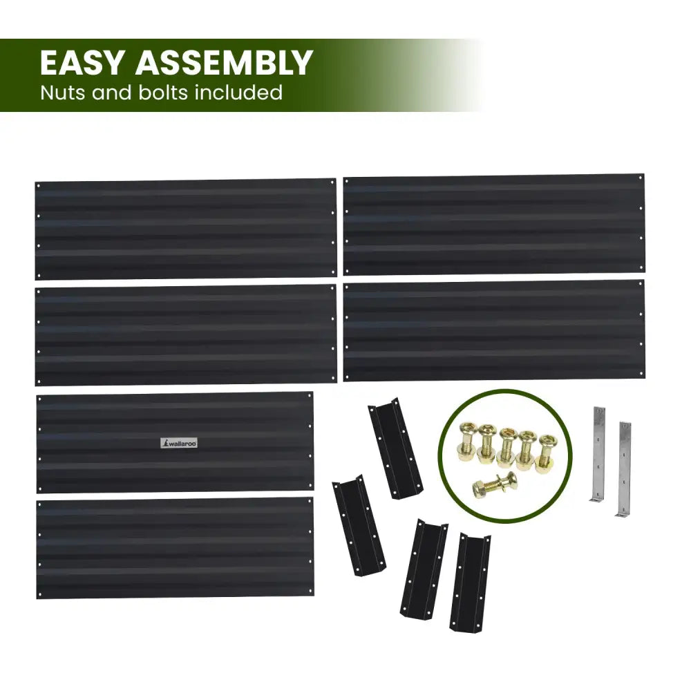 Wallaroo Garden Bed 210 x 90 x 30cm Galvanized Steel - Black - Home & Garden > Garden Beds